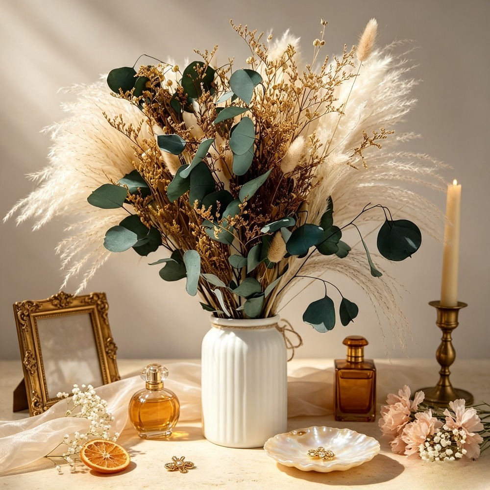 Natural Dried Pampas Grass Bou - огляд і ціна Eucalyptus Preserved